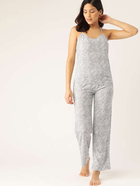 

ETC Women White & Black Printed Night Suit