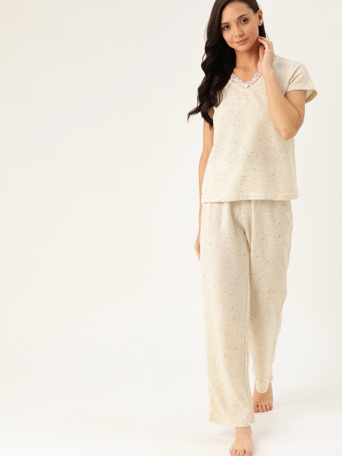 

ETC Women Beige Self-Design Night suit
