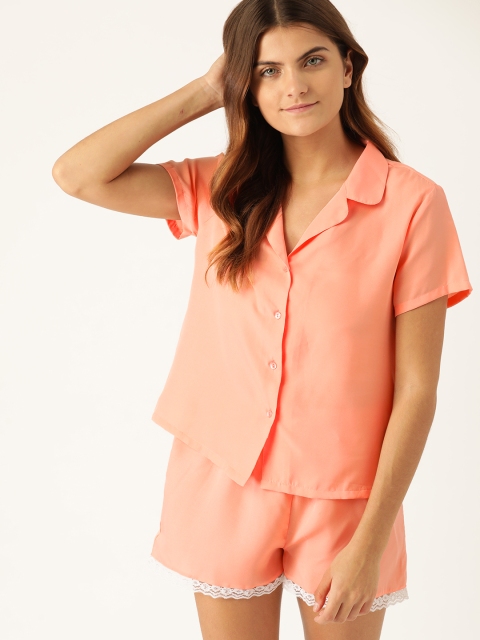 

ETC Women Peach-Coloured Solid Night suit