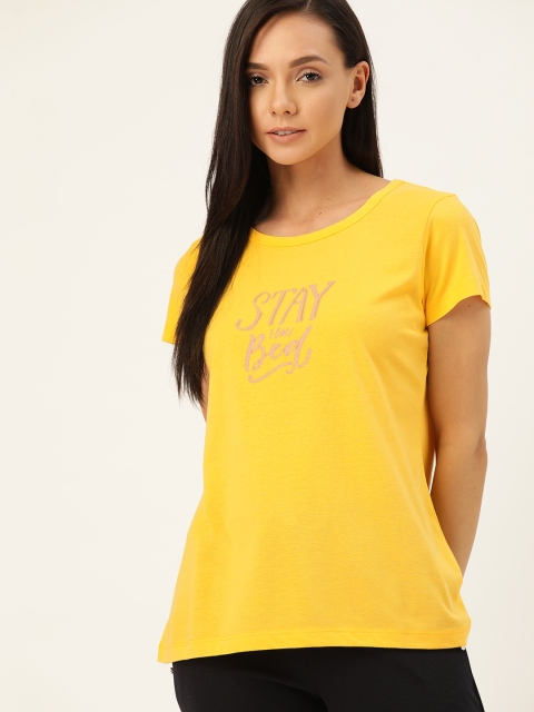 

ETC Women Yellow Printed Lounge T-shirt