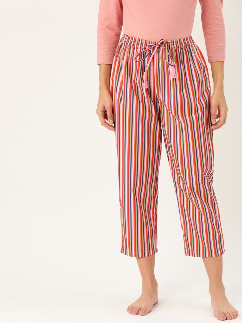 

ETC Women Mulitcoloured Candy Stripes Cropped Lounge Pants, Multi