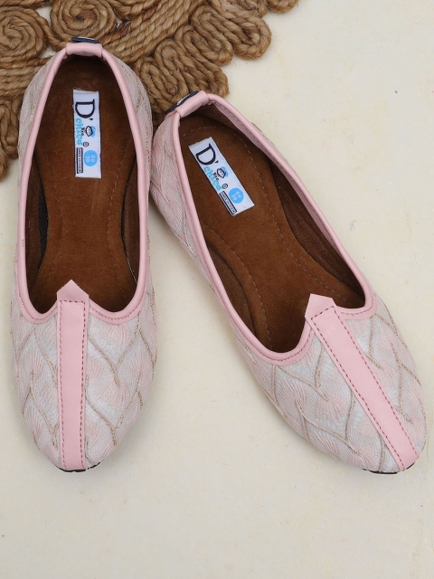 

DChica Boys Pink & White Textured Mojaris