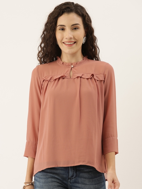 

AND Women Pink Solid Blouson Top