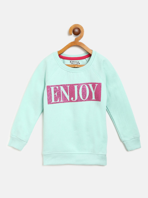 

Eteenz Girls Mint Green & Pink Printed Sweatshirt