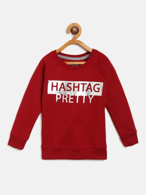 

Eteenz Girls Maroon & Silver Printed Sweatshirt