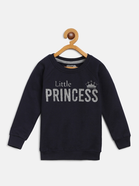 

Eteenz Girls Navy Blue Typography Printed Sweatshirt