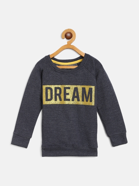 

Eteenz Girls Navy Blue & Golden Printed Sweatshirt