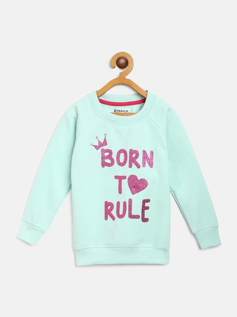 

Eteenz Girls Sea Green & Pink Typography Printed Sweatshirt