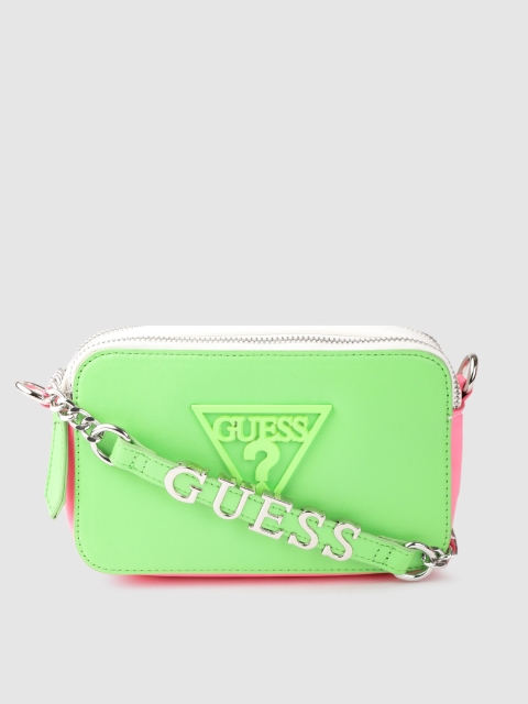 

GUESS Neon Green & Neon Pink Colourblocked Sling Bag