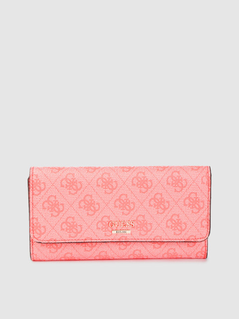 

GUESS Women Pink Printed Three Fold Wallet