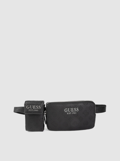 

GUESS Women Black Textured Fanny Pack