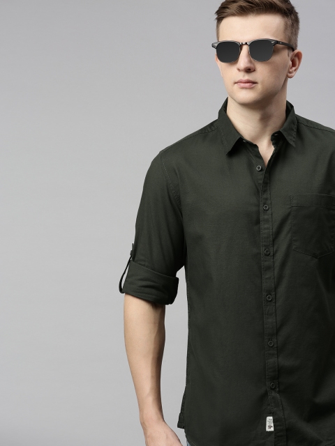 

Roadster Men Green Regular Fit Solid Casual Shirt