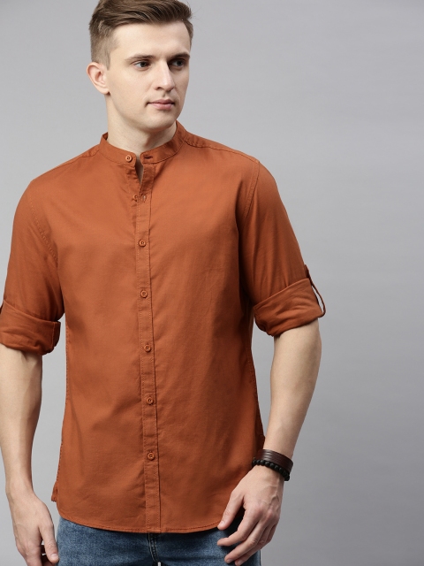 

Roadster Men Rust Brown Regular Fit Solid Casual Shirt