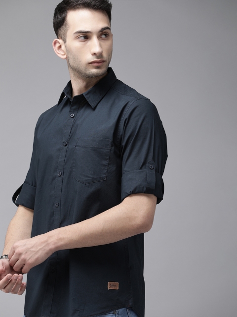 

Roadster Men Navy Blue Regular Fit Solid Casual Shirt