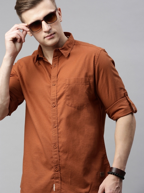 

Roadster Men Rust Brown Regular Fit Solid Casual Shirt