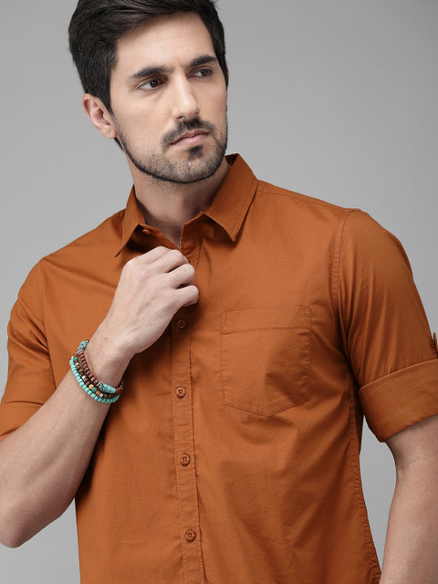 

Roadster Men Brown Regular Fit Solid Casual Shirt