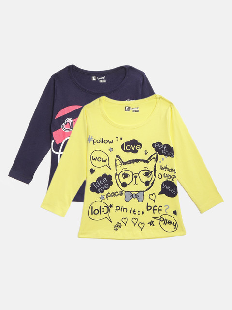 

Eteenz Girls Pack of 2 Assorted Printed Round Neck T-shirts