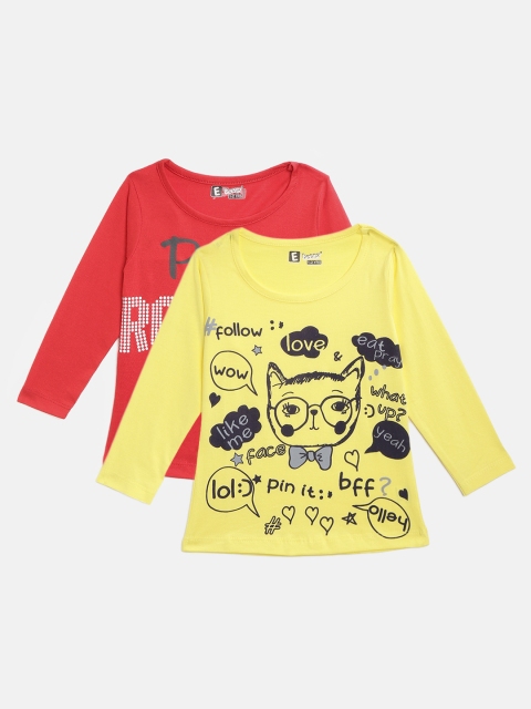 

Eteenz Girls Pack of 2 Assorted Printed Round Neck T-shirts