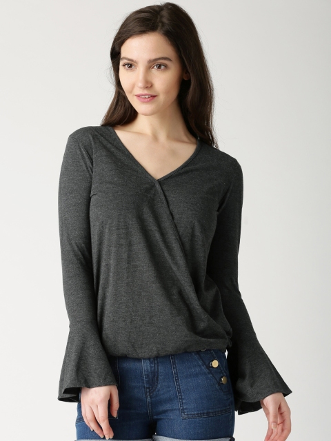 

DressBerry Grey Melange Wrap Top