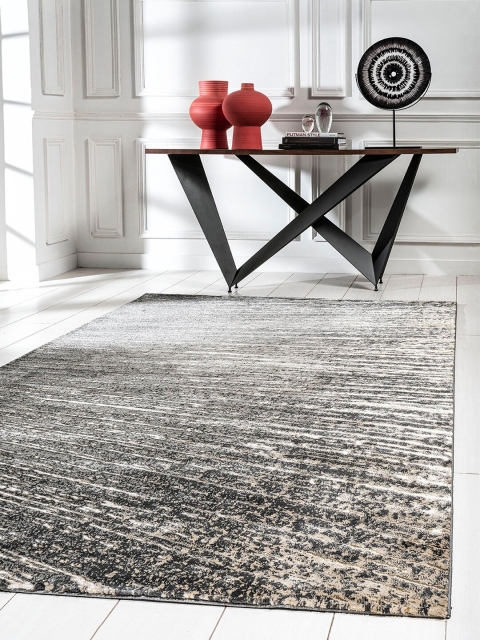 

DDecor Unisex Black & Beige Abstract Printed Small Carpet