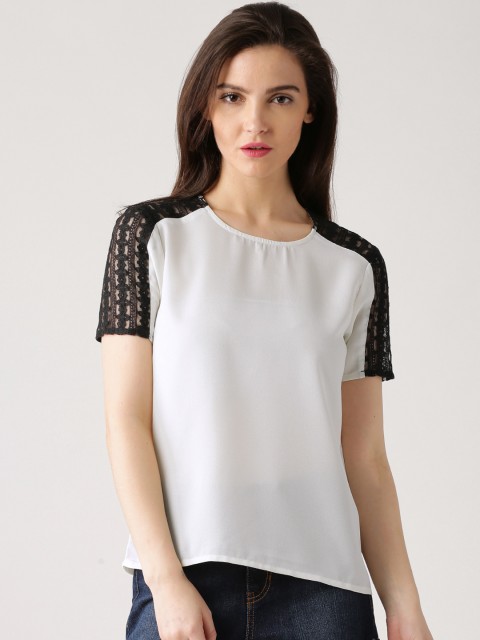 

DressBerry Off-White Sheer Top