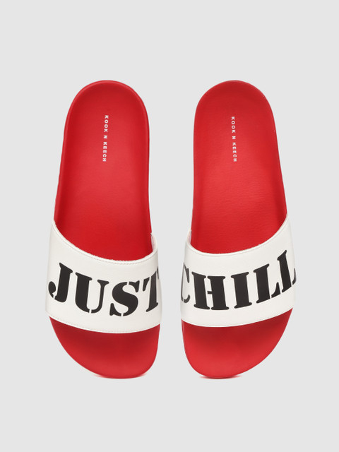 

Kook N Keech Men White & Red Typography Print Sliders