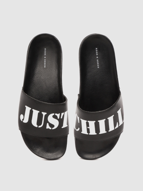

Kook N Keech Men Black Typography Print Sliders