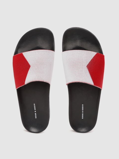 

Kook N Keech Men White & Red Colourblocked Sliders