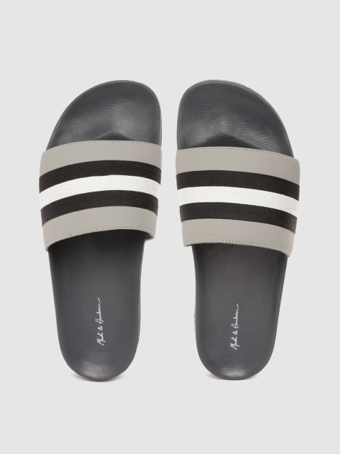 

Mast & Harbour Men Grey & Black Striped Sliders