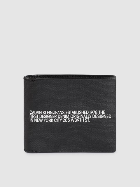 

Calvin Klein Men Black Typography Printed Leather Two Fold Wallet