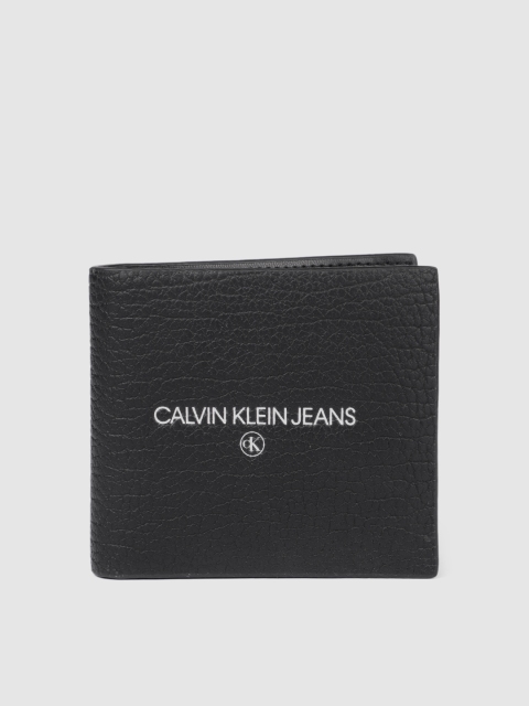 

Calvin Klein Men Black Animal Textured Applique PU Two Fold Wallet