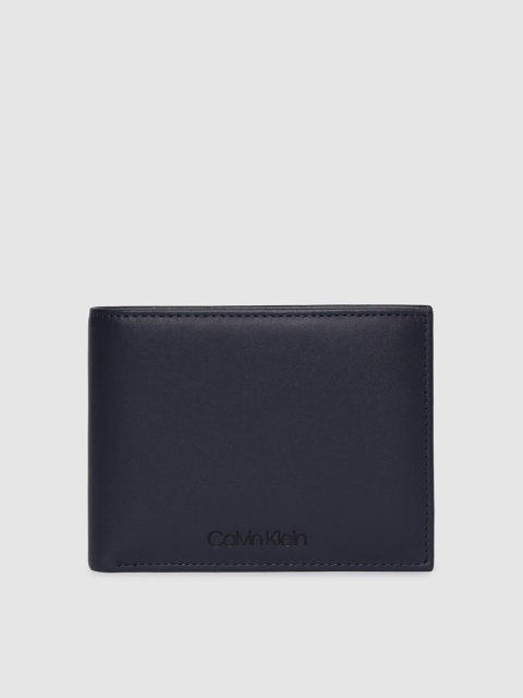 

Calvin Klein Men Navy Blue Solid Leather Two Fold Wallet