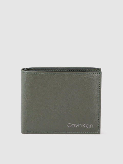 

Calvin Klein Men Olive Green Solid Leather Two Fold Wallet