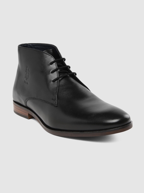 

U.S. Polo Assn. Men Black PARRAL Leather Mid-Top Chukka Boots