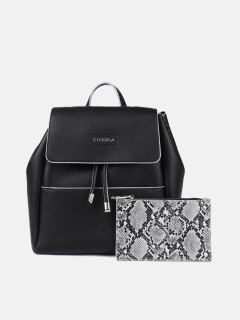 

Corsica Women Black Solid Backpack with Pouch