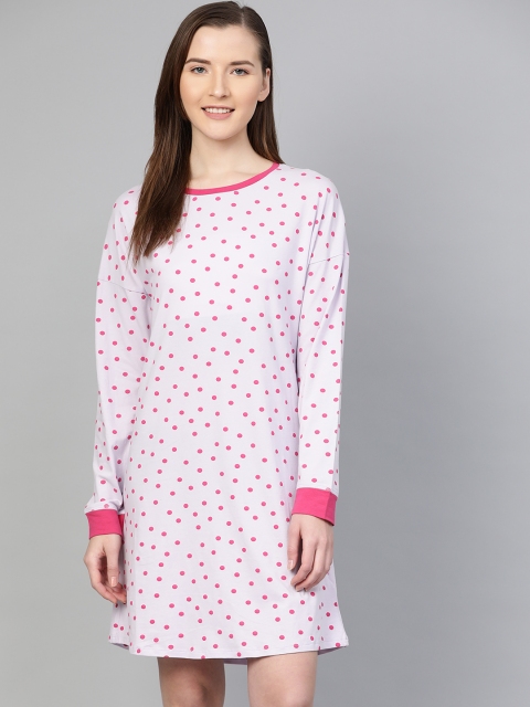 

Marks & Spencer Lavender & Pink Polka Dot Print Nightdress