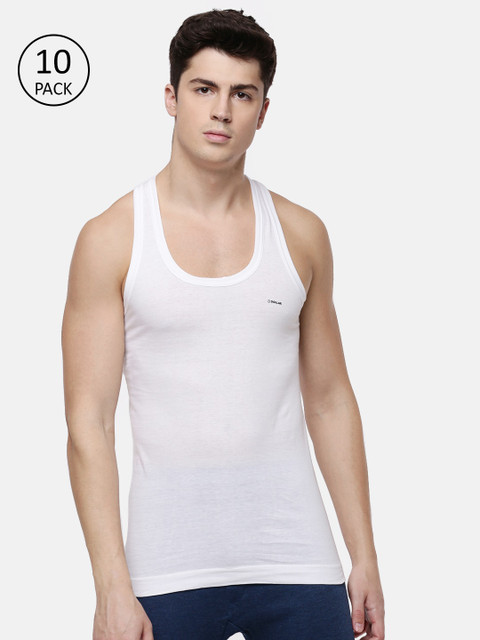 

Dollar Bigboss Men Pack Of 10 White Solid Anti Virus RNS Innerwear Vests MABVE-01-AntiVirusRN-PO10