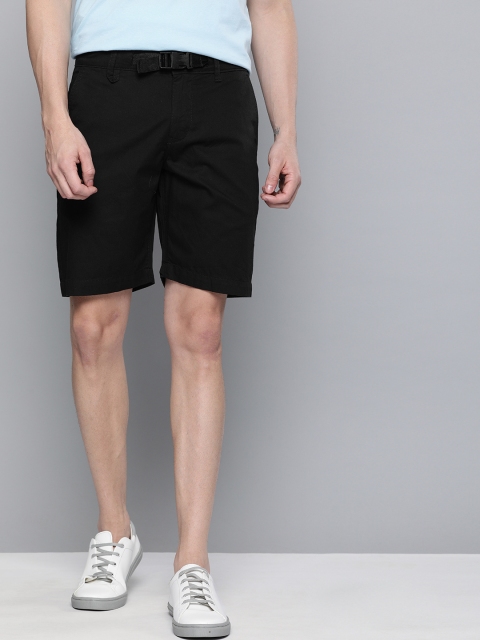 Mast & Harbour Men Black Solid Regular Fit Chino Shorts