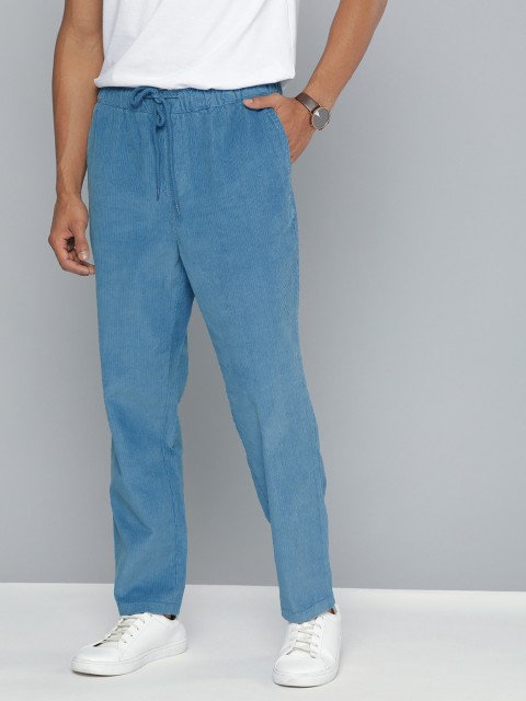 

Mast & Harbour Men Blue Regular Fit Solid Corduroy Regular Trousers