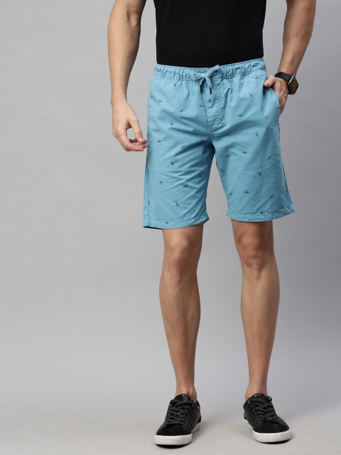 

Mast & Harbour Men Blue Printed Regular Fit Shorts