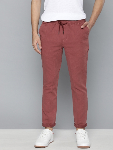 

Mast & Harbour Men Pink Solid Regular Trousers