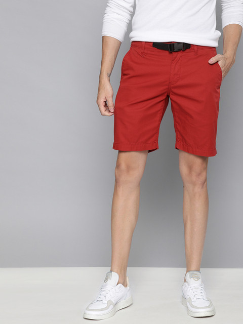 

Mast & Harbour Men Red Solid Regular Fit Chino Shorts