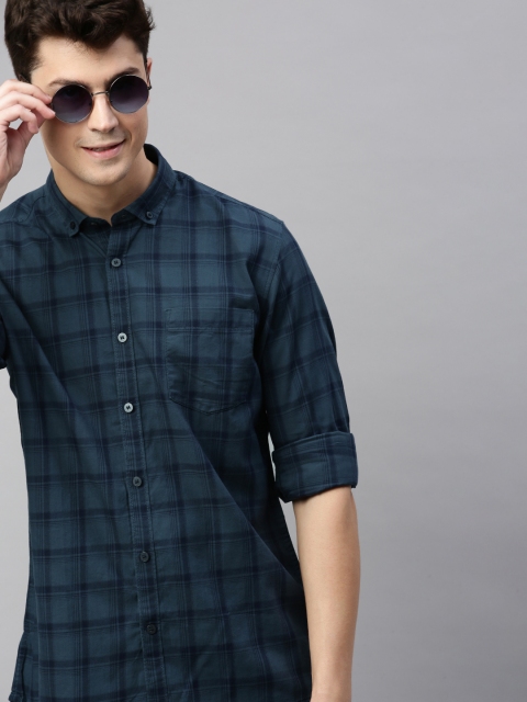 

Mast & Harbour Men Navy Blue Regular Fit Checked Casual Shirt