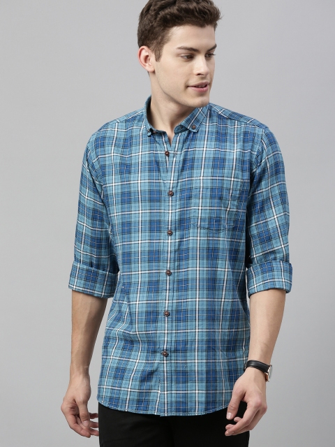 

Mast & Harbour Men Blue Regular Fit Checked Casual Shirt