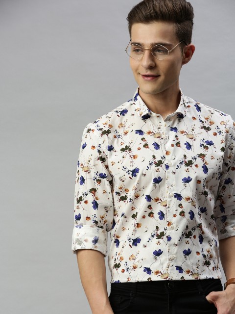 

Mast & Harbour Men Grey & Blue Regular Fit Printed Casual Shirt