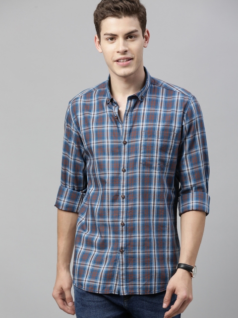 

Mast & Harbour Men Blue & White Regular Fit Checked Casual Shirt