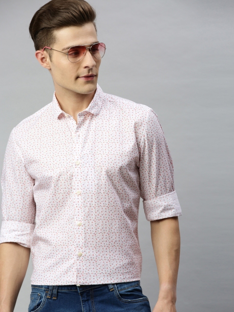 

Mast & Harbour Men White & Pink Regular Fit Ditsy Floral Printed Casual Shirt