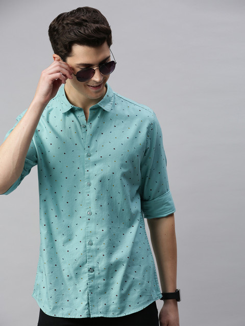 

Mast & Harbour Men Sea Green Regular Fit Printed Casual Shirt