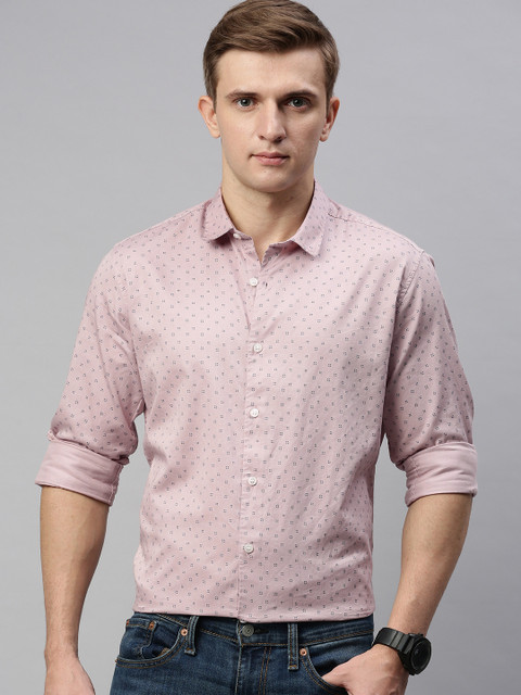 

Mast & Harbour Men Pink & Grey Slim Fit Printed Casual Shirt