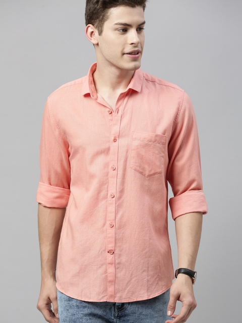 

Mast & Harbour Men Coral Regular Fit Solid Casual Shirt